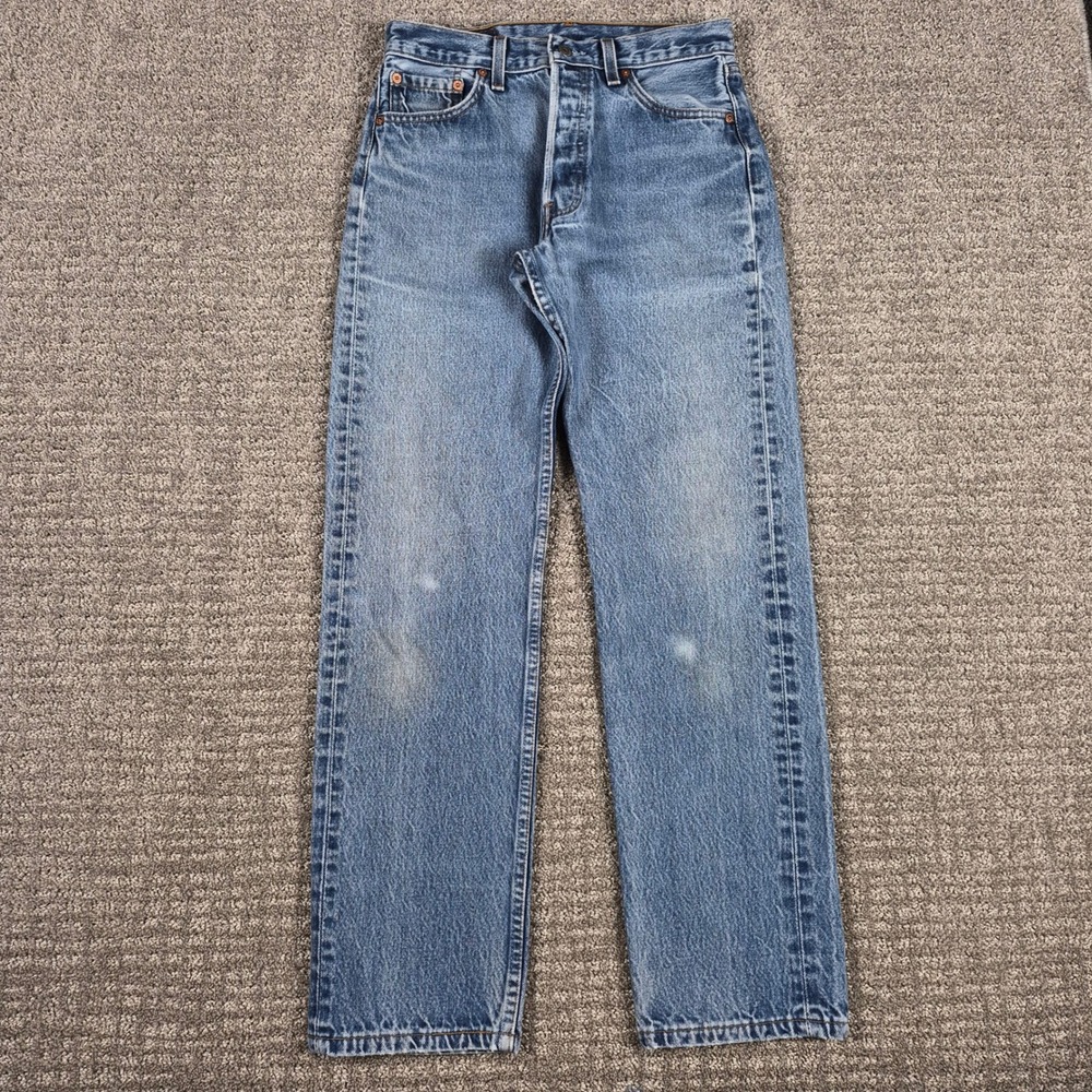 Vintage 90s Levis 501xx Jeans Mens 31x34 Shrink to Fit 28x30 Blue Faded USA Made